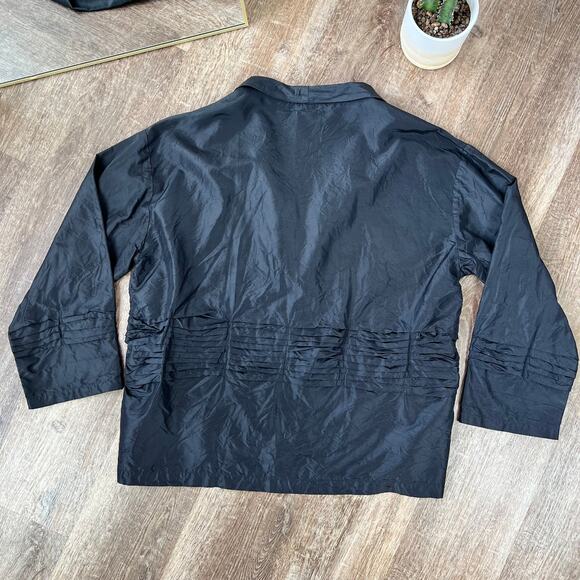 Krista Larson Womens 100% Silk Collar Button Front Blazer Jacket OS - Picture 2 of 6